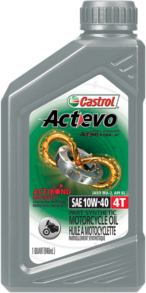 CASTROL Act Evo? Semi-Synthetic 4T Engine Oil - 10W-40 - 1 U.S. quart 15D7D2