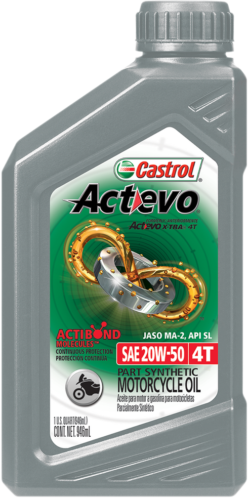 CASTROL Act Evo? Semi-Synthetic 4T Engine Oil - 20W-50 - 1 U.S. quart 15D7CF