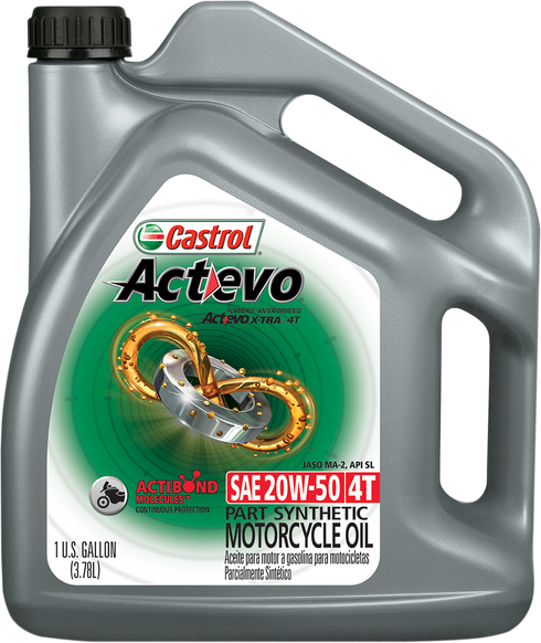 CASTROL Act Evo? Semi-Synthetic 4T Engine Oil - 20W-50 - 1 U.S. gal. 15D7D1