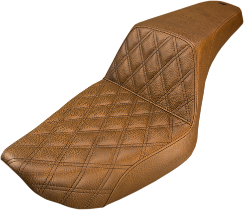 SADDLEMEN Step-Up Seat - Front Lattice Stitch - Brown - Dyna 891-04-172BR