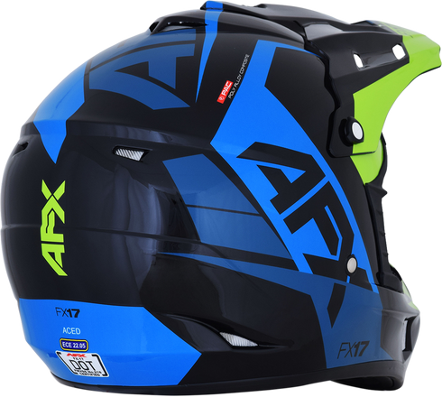 AFX FX-17 Helmet - Aced - Blue/Lime - 2XL 0110-6503