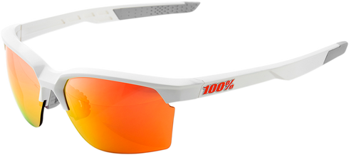 100% Sportcoupe Sunglasses - Soft Tact White - HiPER Red Multilayer Mirror Lens 61020-000-43