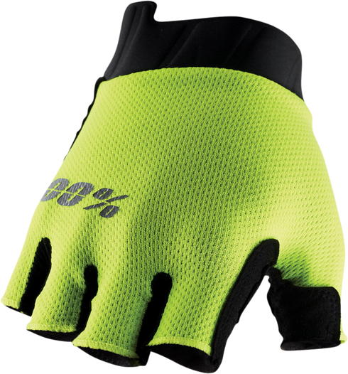 100% Exceeda Gel Short Finger Gloves - Fluorescent Yellow - Medium 10024-00006