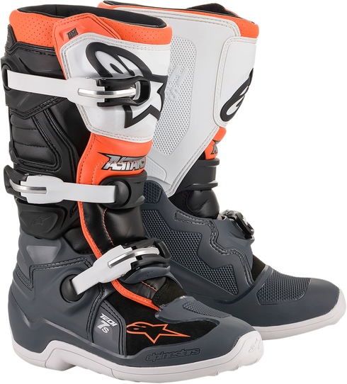 ALPINESTARS Youth Tech 7S Boot - Black/Gray/White/Orange Fluorescent - US 3 / EU 35.5 2015017-1124-3