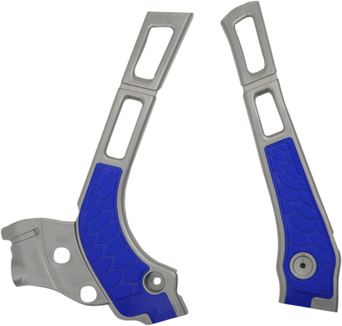 ACERBIS X-Grip Frame Guards - Silver/Blue - YZ 125/125/X 2464741404