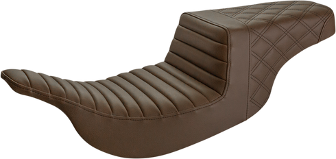 SADDLEMEN Step-Up Seat - Front Tuck-n-Roll/Rear Lattice Stitch - Brown 897-07-176BR