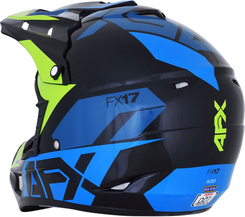 AFX FX-17 Helmet - Aced - Blue/Lime - 2XL 0110-6503