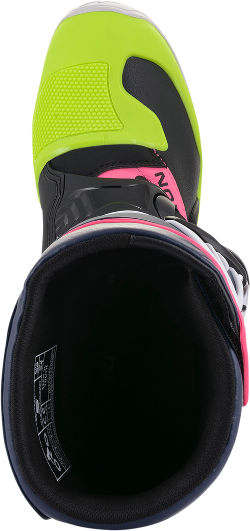ALPINESTARS Youth Tech 3S Boots - Black/Blue/Pink/White/Yellow - US 8 / EU 42 2014018-1176-8