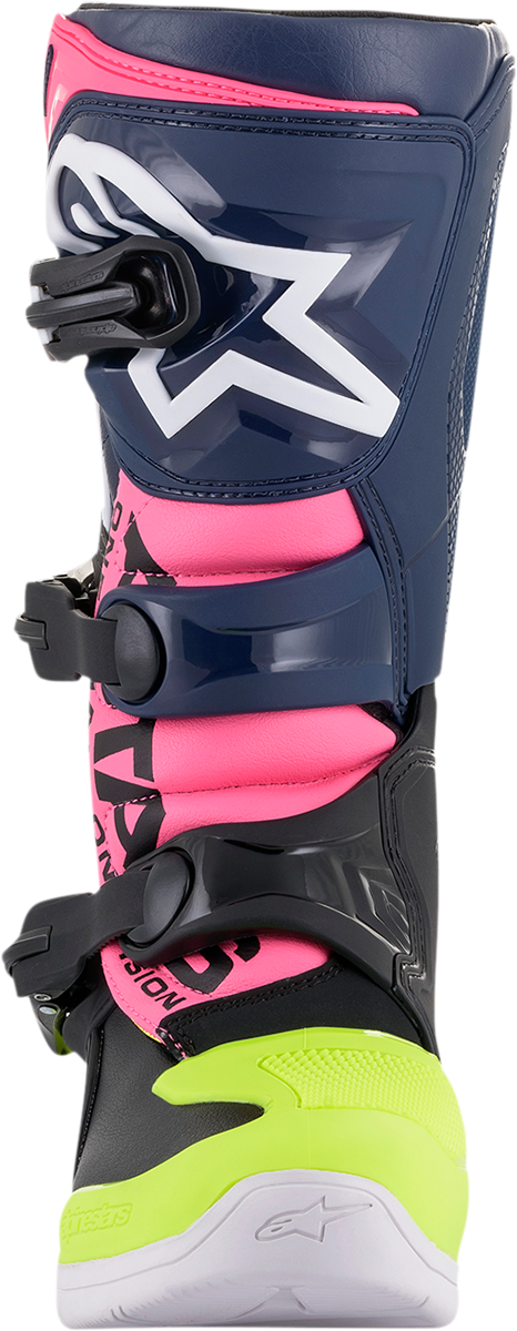 ALPINESTARS Youth Tech 3S Boots - Black/Blue/Pink/White/Yellow - US 8 / EU 42 2014018-1176-8