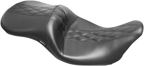 LE PERA Maverick Seat - without Backrest - HR Black Inlay Double Diamond - Black - FL '08-'23 LK-957HR2