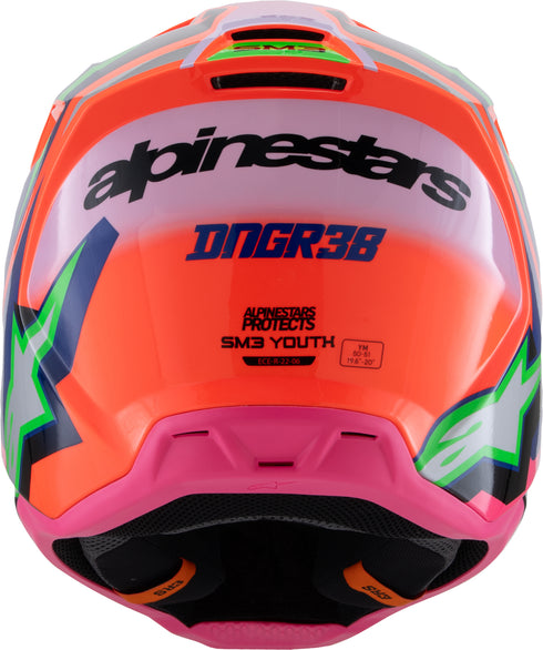 ALPINESTARS Sm3 Youth Deegan Helmet Orng Flo/Prpl/Pnk Fluo Ym - 482-00082YM