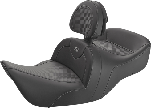 SADDLEMEN Roadsofa™ Seat - Carbon Fiber - Includes Backrest - Black - GL H01-07-185BR