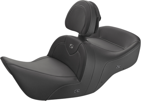 SADDLEMEN Heated Roadsofa™ Seat - Carbon Fiber - Includes Backrest - Black - GL H01-07-185BRHCT
