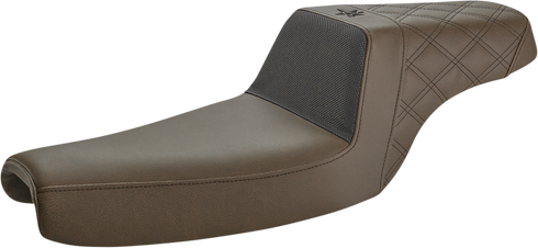SADDLEMEN Unknown Industries Seat - Front Carbon Fiber/Black Gripper Lumbar/Rear Lattice Stitch - XL '04-'22 UN07-11-173BR
