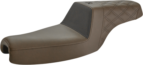 SADDLEMEN Unknown Industries Seat - Front Carbon Fiber/Black Gripper Lumbar/Rear Lattice Stitch - XL '04-'23 UN07-03-173BR