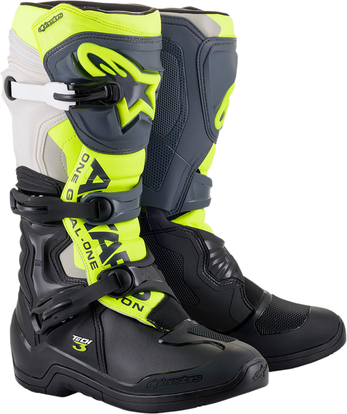 ALPINESTARS Tech 3 Boots - Black/Gray/Yellow Fluorescent - US 13 / EU 48 2013018-1055-13