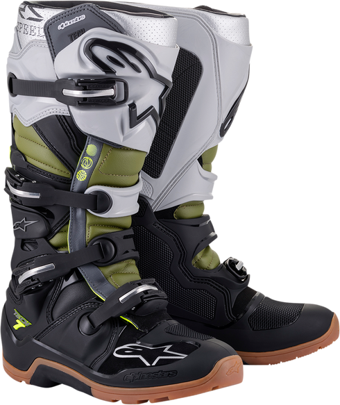 ALPINESTARS Tech 7 Enduro Boots - Black/Silver/Green - US 10 / EU 44.5 2012114-1916-10