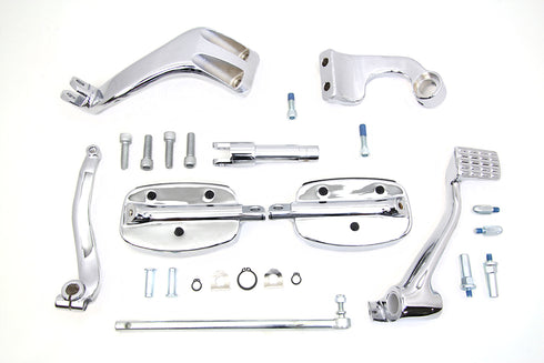 V-Twin Chrome 3 inch Extension Mid Control Kit with Mini Footboards - 22-0961