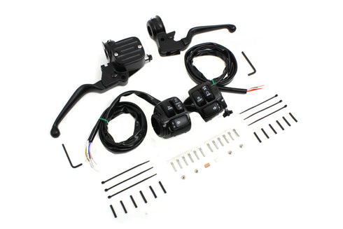 V-Twin Handlebar Control Kit with Switches Black - 22-1167