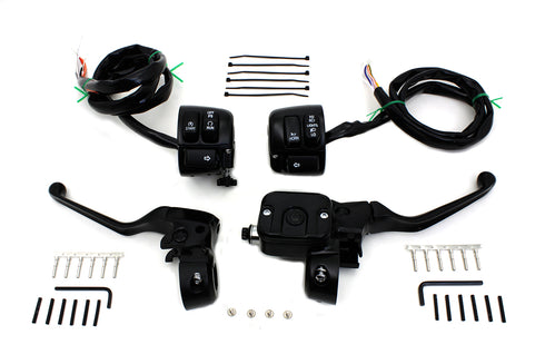V-Twin Smooth Contour Handlebar Control Kit Black - 22-1168