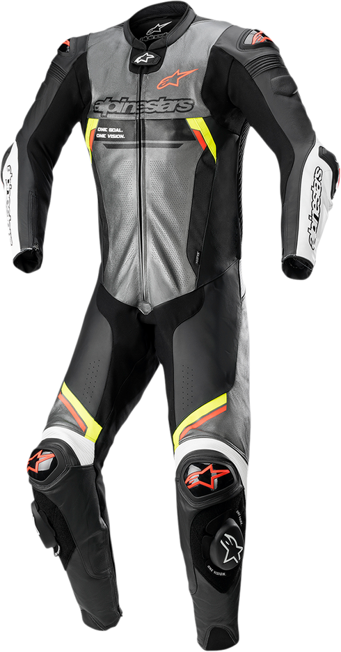ALPINESTARS Missile Ignition v2 1-Piece Leather Suit - Metallic Gray/Black/Yellow/Red Fluo - US 40 / EU 50 3150222-9135-50