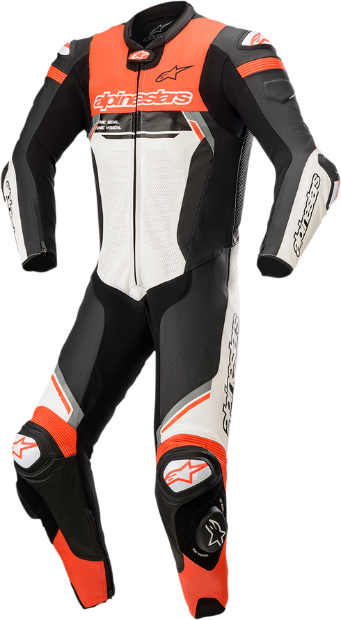 ALPINESTARS Missile Ignition v2 1-Piece Leather Suit - Black/White/Red Fluo - US 46 / EU 56 3150222-1231-56