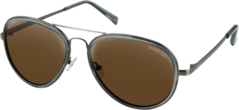 BOBSTER Goose Sunglasses - Gloss Clear Slate Gunmetal - Brown HD Silver Mirror Lens BGSE101HD