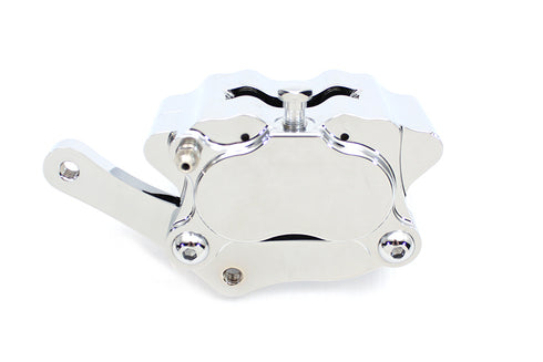 V-Twin Chrome Billet Front 4-Piston Left Side Caliper with Bracket - 23-0279