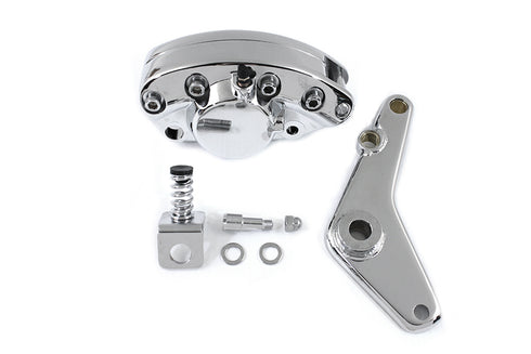 V-Twin Chrome 1-Piston Rear Banana Caliper with Bracket - 23-0539