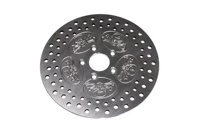 V-Twin 11-1/2 inch Rear Brake Disc Skull Design Stainless Steel - 23-0835