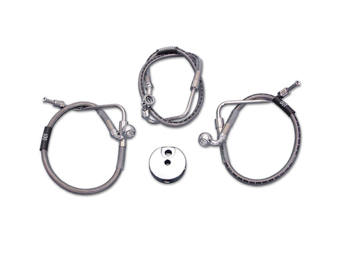 Edelbrock Stainless Steel Front Brake Hoses 25-1/4 inch and 16-1/8 inc - 23-8756