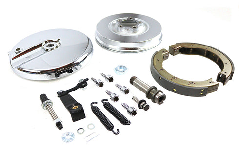 V-Twin Front Brake Backing Plate Kit Left Side Satin Chrome - 23-9204