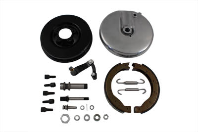 V-Twin Front Brake Backing Plate Kit Left Side Black - 23-9218