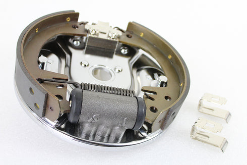 Motorshop Rear Hydraulic Brake Backing Plate Kit Chrome - 23-9240