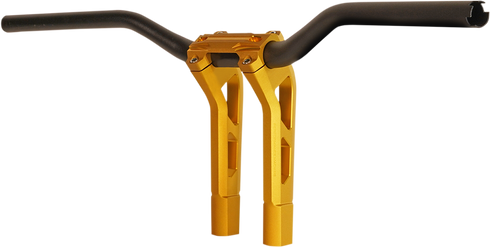 PERFORMANCE MACHINE (PM) Phatbar & Riser Kit - External Wiring - 9" - Gold Ops 0208-2186M-SMG