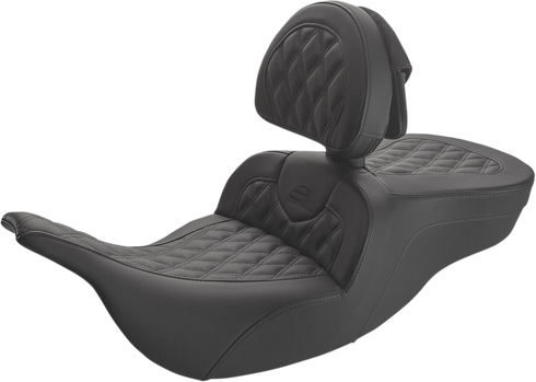 SADDLEMEN Roadsofa™ Lattice Stitched Seat - w/ Driver Backrest - Black 897-07-182BR