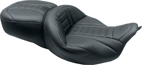 MUSTANG One-Piece Deluxe Touring Seat - Black w/ Gun Metal Stitching - FL '08-'25 79006GM