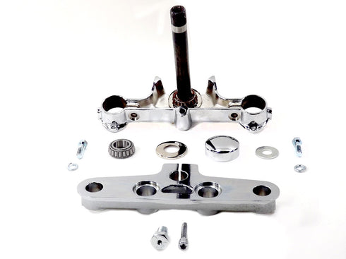 Motorshop Replica Forged Steel Triple Tree Set Chrome - 24-0350