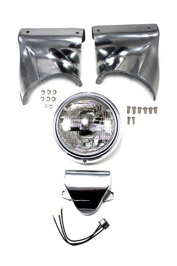 V-Twin 7 inch Headlamp Cowl Kit Polished - 24-0501
