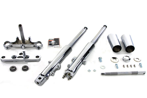 V-Twin Fork Assembly with Chrome Sliders Stock Length - 24-0579