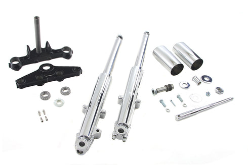 V-Twin 41mm Chrome Fork Assembly with Chrome Sliders - 24-0757
