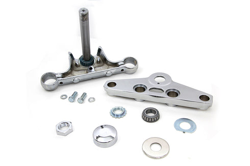 Motorshop Replica Forged Steel Triple Tree Set Chrome - 24-1335