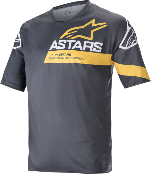 ALPINESTARS Racer V3 Short-Sleeve Jersey - Anthracite/Sulphur Yellow - Large 1762922-1619-LG