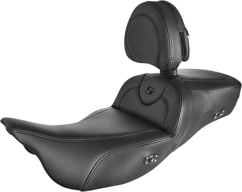 SADDLEMEN Roadsofa™ Extended Reach Heated Seat - Black - w/ Backrest - FL '08-'24 808-07B-188BRHC