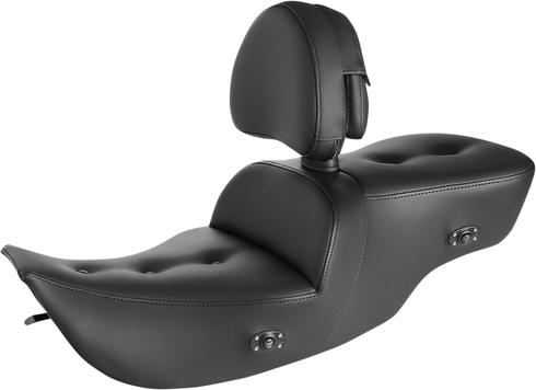 SADDLEMEN Roadsofa™ Pillow Top Seat - With Backrest - Heater - Black 897-07-181BRHC