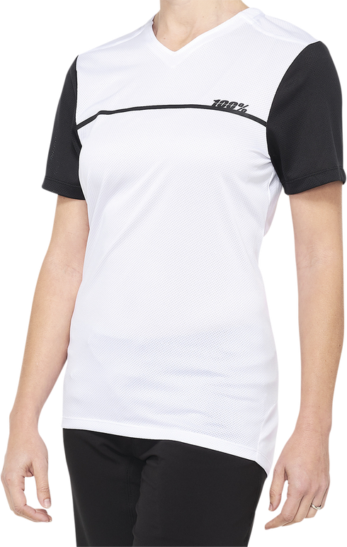 100% Women's Ridecamp Short-Sleeve Jersey - White/Black - Small 40035-00010