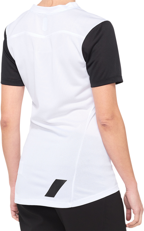 100% Women's Ridecamp Short-Sleeve Jersey - White/Black - Medium 40035-00009