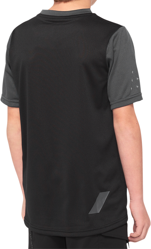 100% Youth Ridecamp Short-Sleeve Jersey - Black/Charcoal - Large 40031-00002