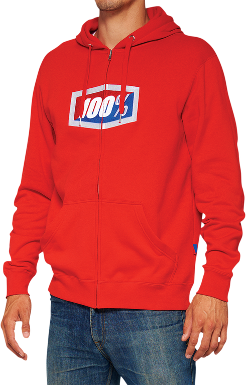 100% Official Fleece Zip-Up Hoodie - Red - Large 20032-00017