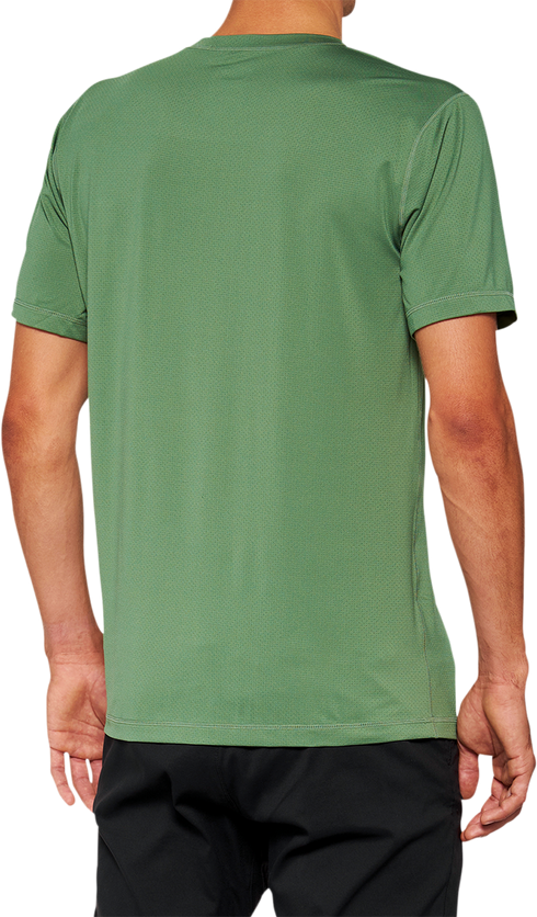 100% Mission Athletic T-Shirt - Olive - Small 20014-00015
